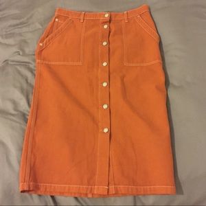 & Other Stories Long Orange Pencil Skirt